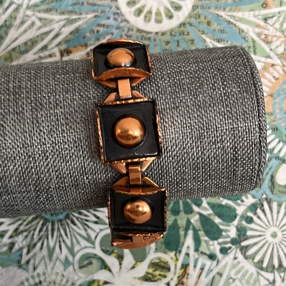 MCM brutalist Renoir shadowbox bonded copper and aluminum book link bracelet
